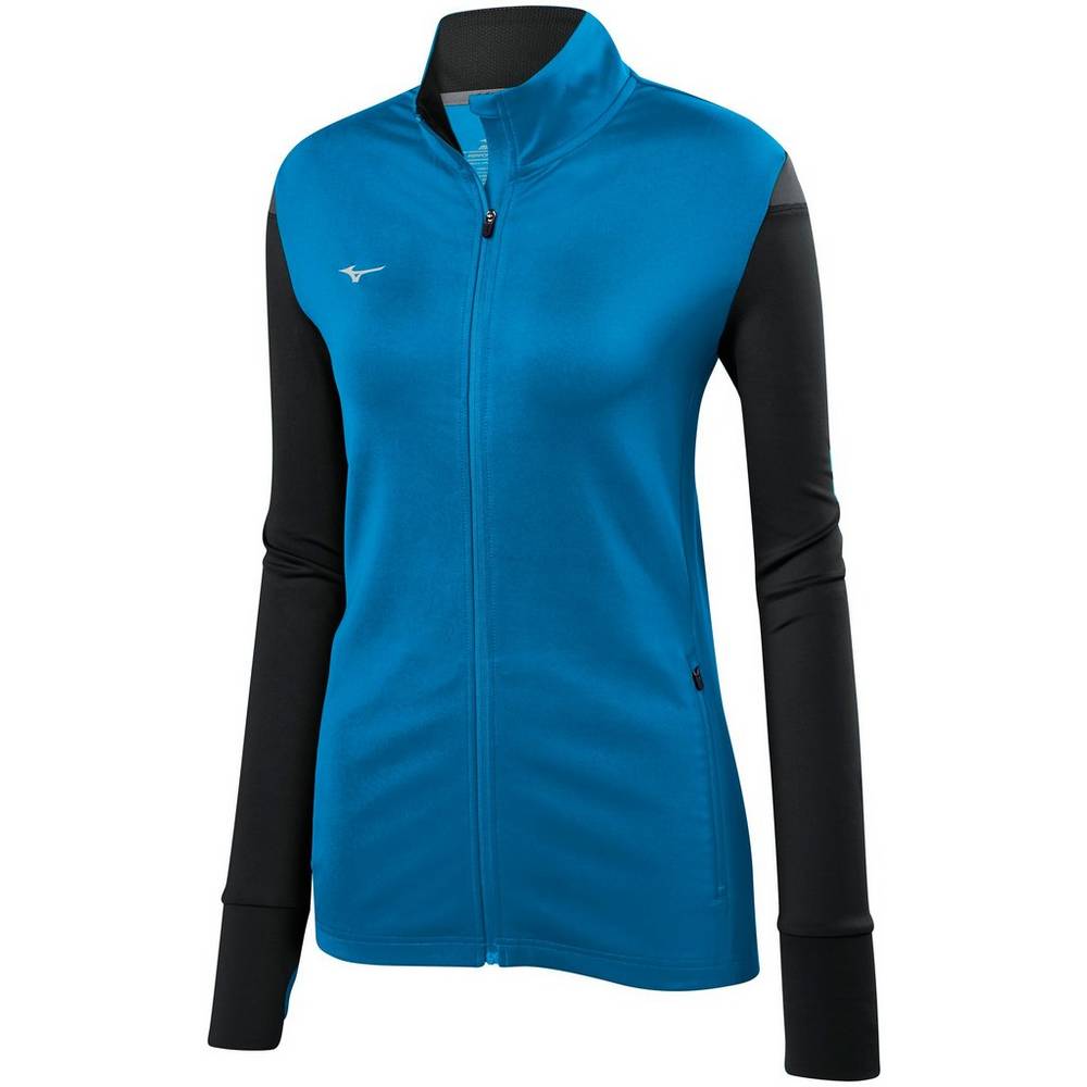 Mizuno Women's Horizon Full Zip Volleyball Jacket Blue/Black (440660-OFR)